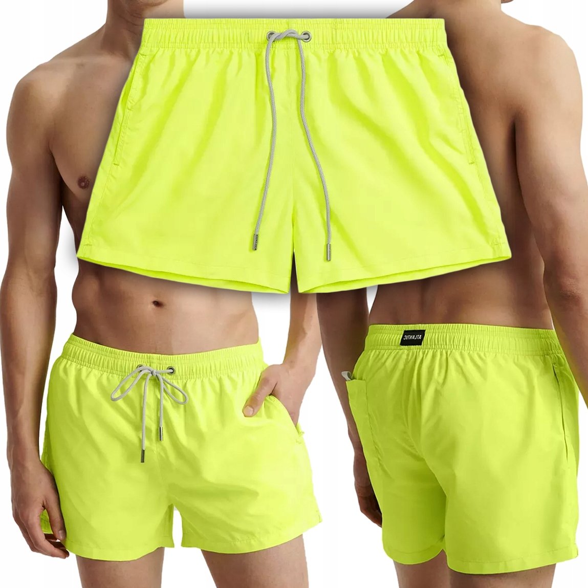 Kąpielówki Męskie Neonowe Szorty Plażowe Kąpielowe Spodenki ATLANTIC - XL