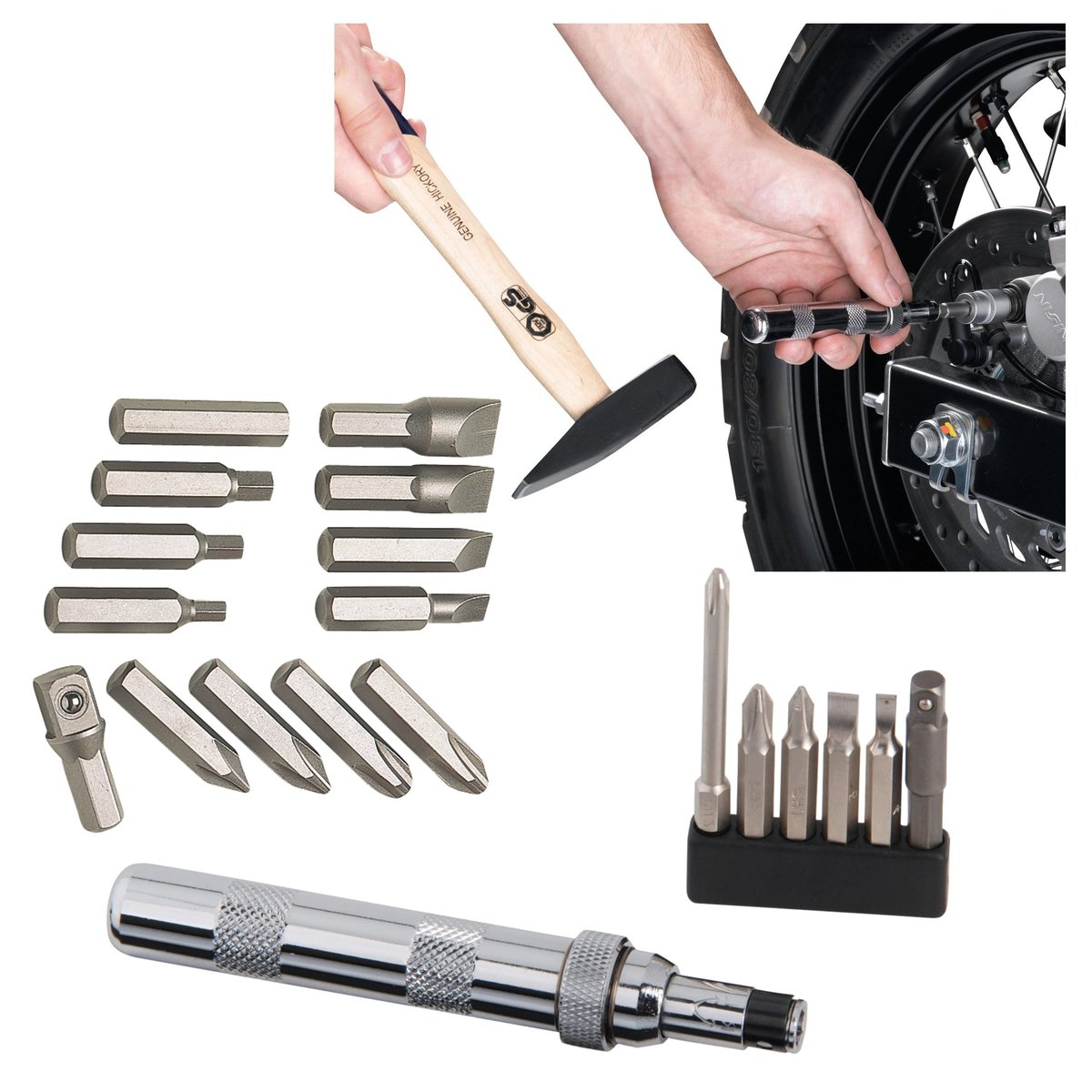 WKRĘTAK KLUCZ ŚRUBOKRĘT UDAROWY CHROMOWANY Z BITAMI 18 BITÓW ZESTAW XXL