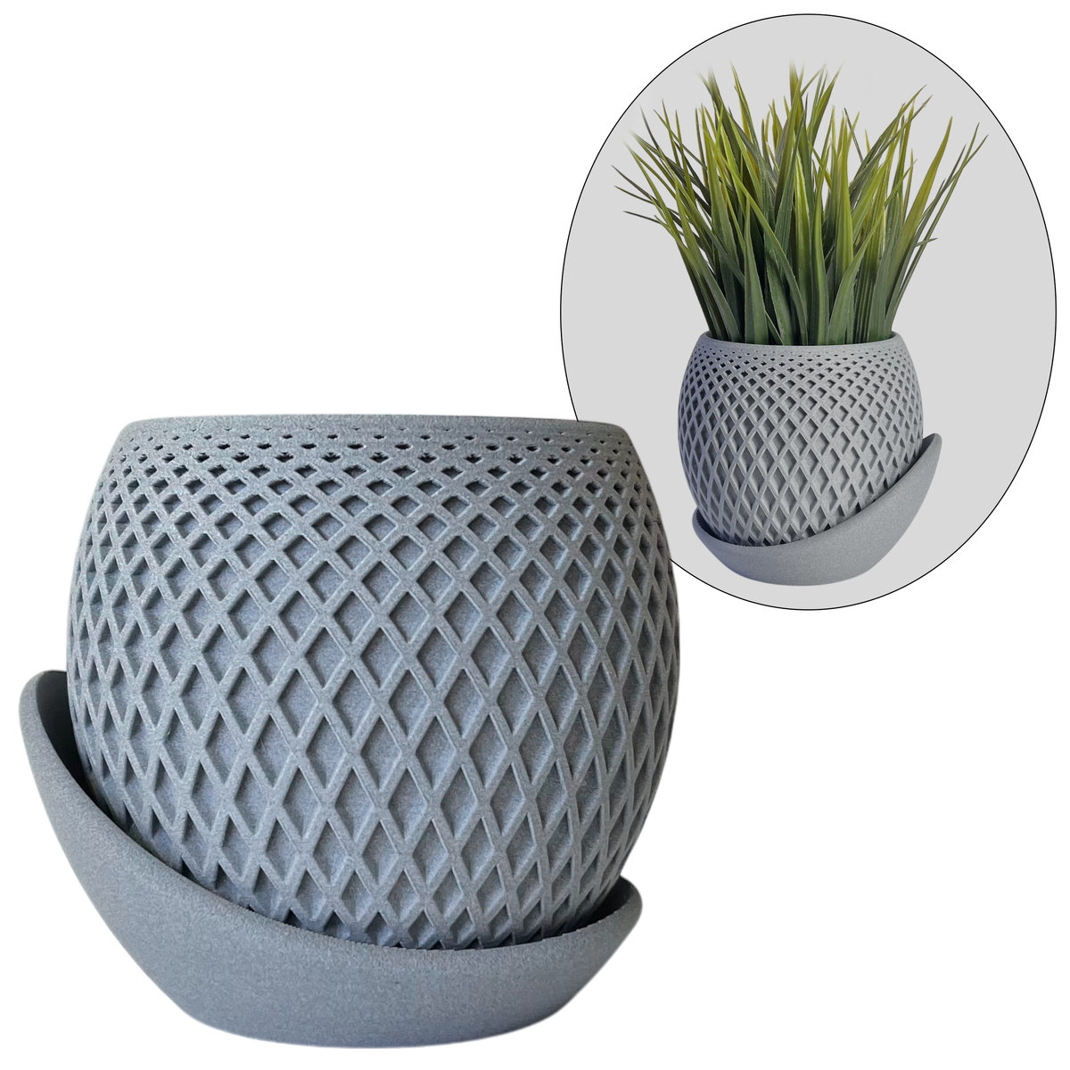 Doniczka nietłukąca 16cm doniczki matowa beton szara nowoczesna dom KAJAWIS