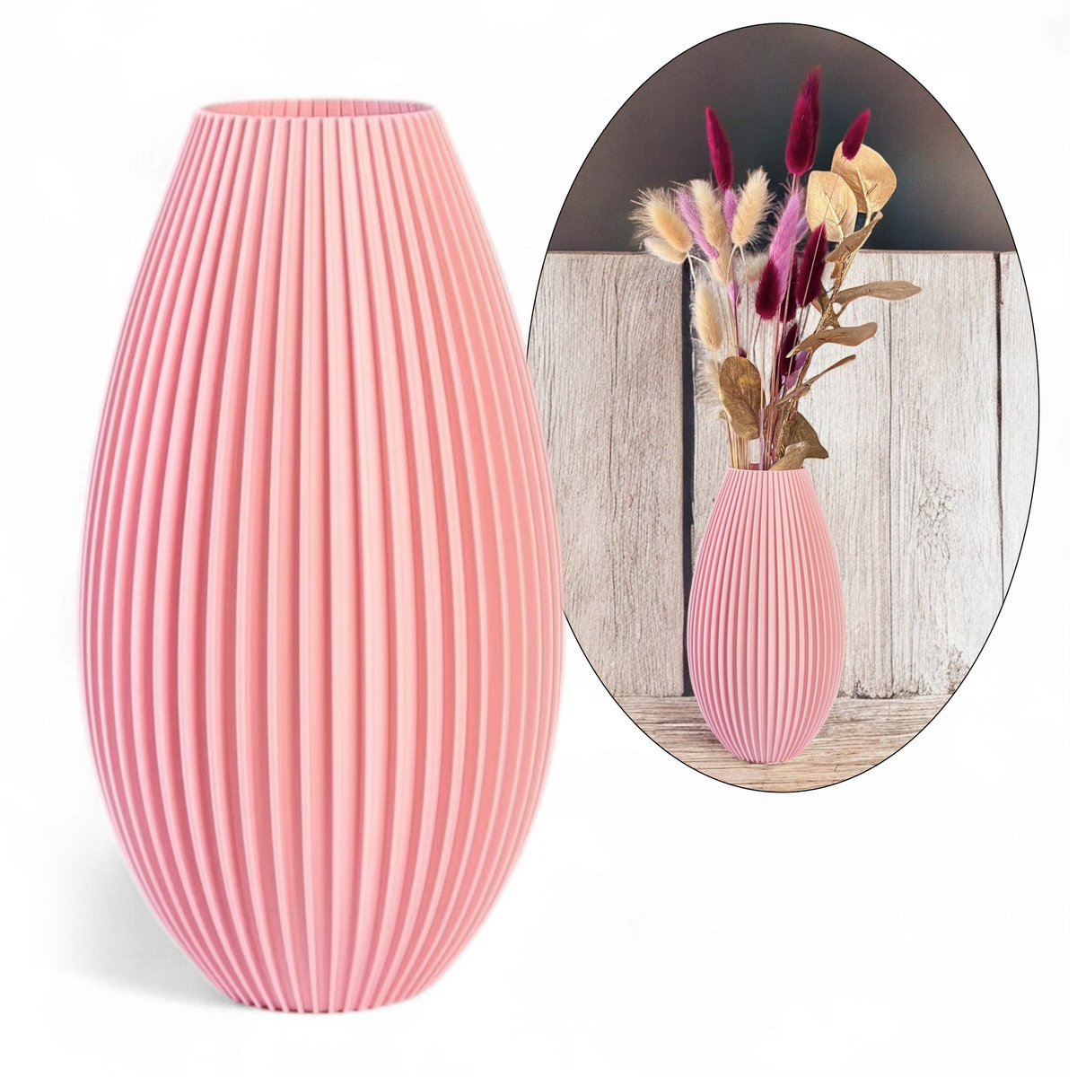 Wazon nietłukący 15 cm ryflowany Nowoczesny wazon 3D kwiaty