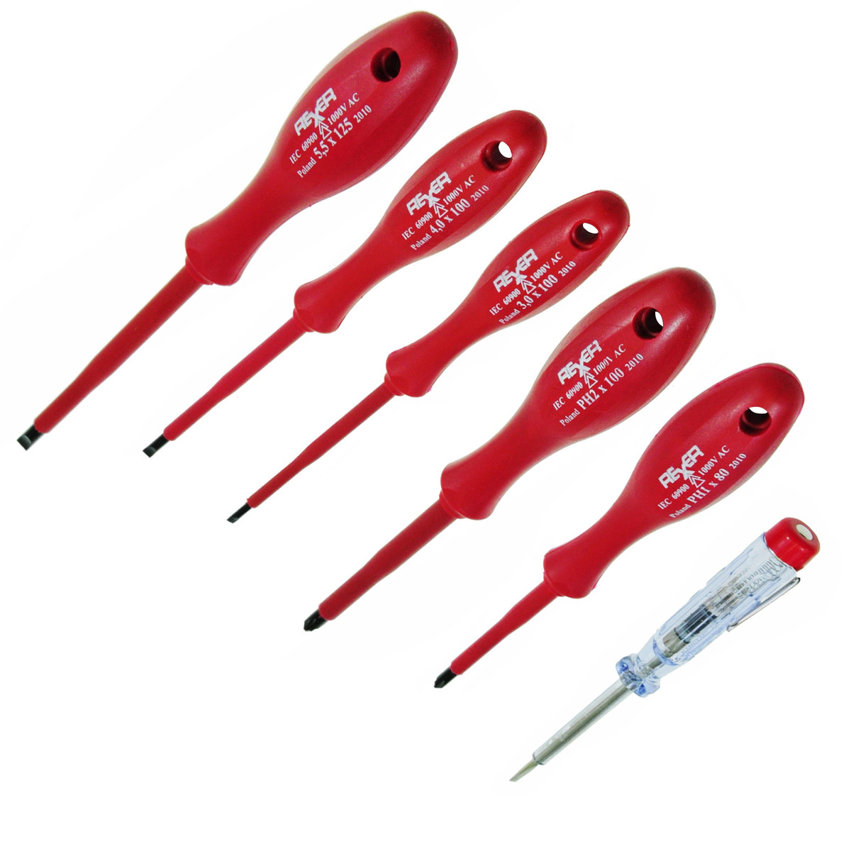 ZESTAW WKRĘTAKÓW 1000V 5 SZTUK + PRÓBNIK NAPIĘCIA 200-250 V