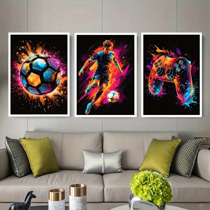 Zestaw trzech Plakatów Piłkarskich A3 sportowa dekoracja piłka nożna