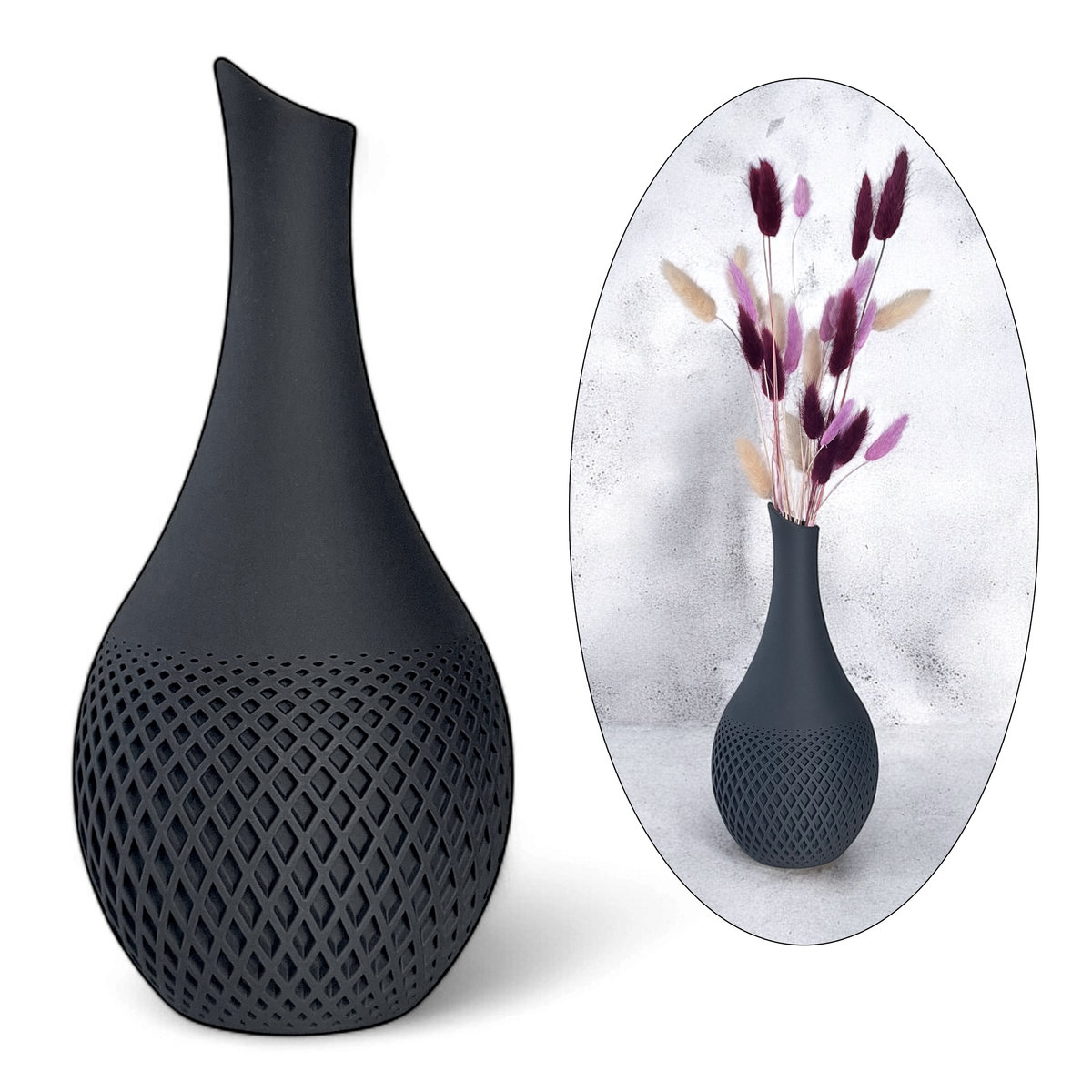 Wazon na kwiaty nietłukący 23 cm Nowoczesny wazon imitacja czarny satynowy