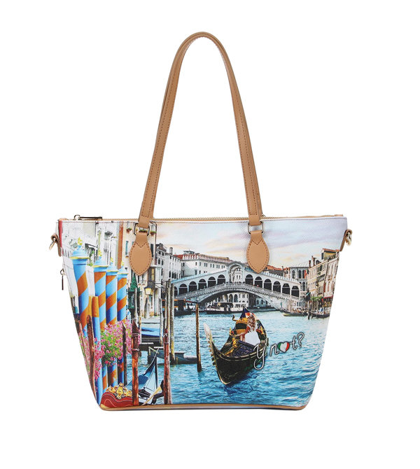 Torebka shopperka Ynot Milano nadruk Wenecja