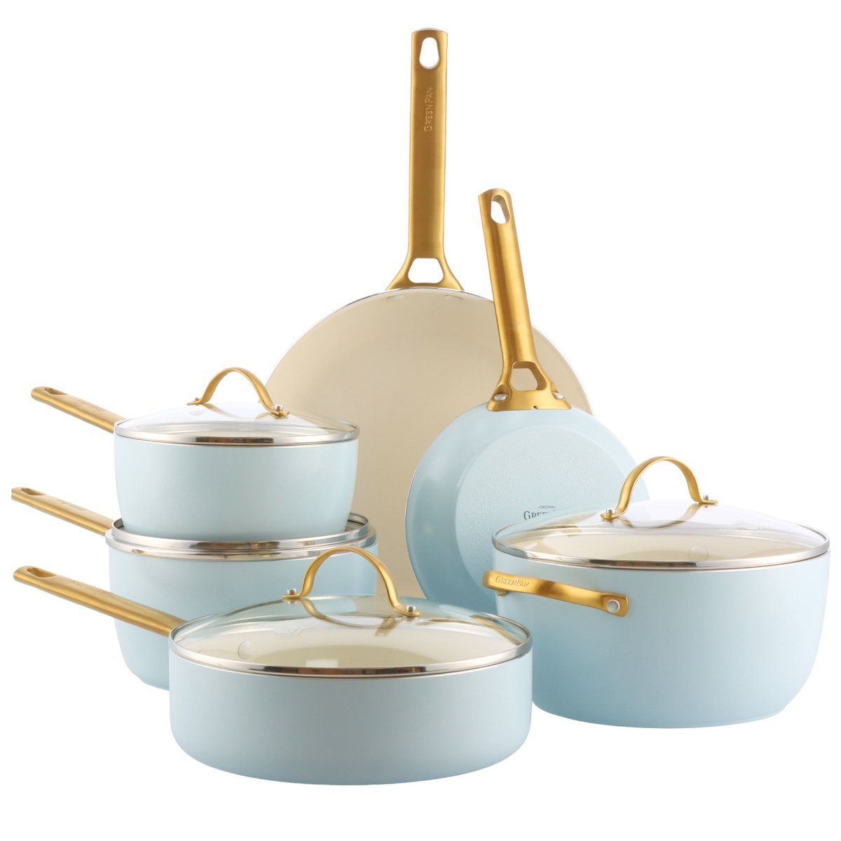 GreenPan Zestaw garnków i patelni Padova Reserve 10 elementów light blue