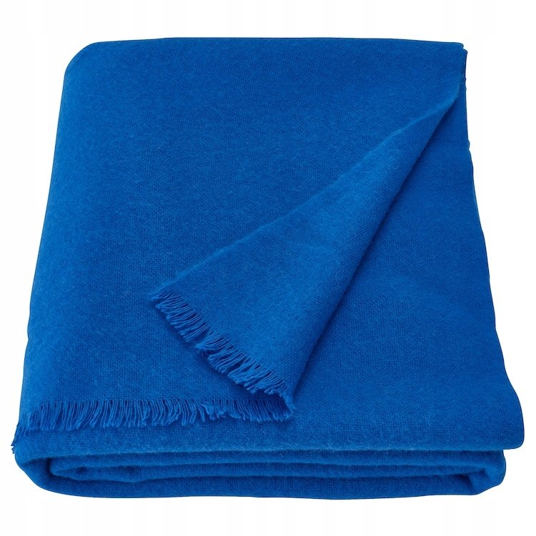 IKEA STOCKHOLM 2025 Pled, jaskrawoniebieski, 150x200 cm wełna