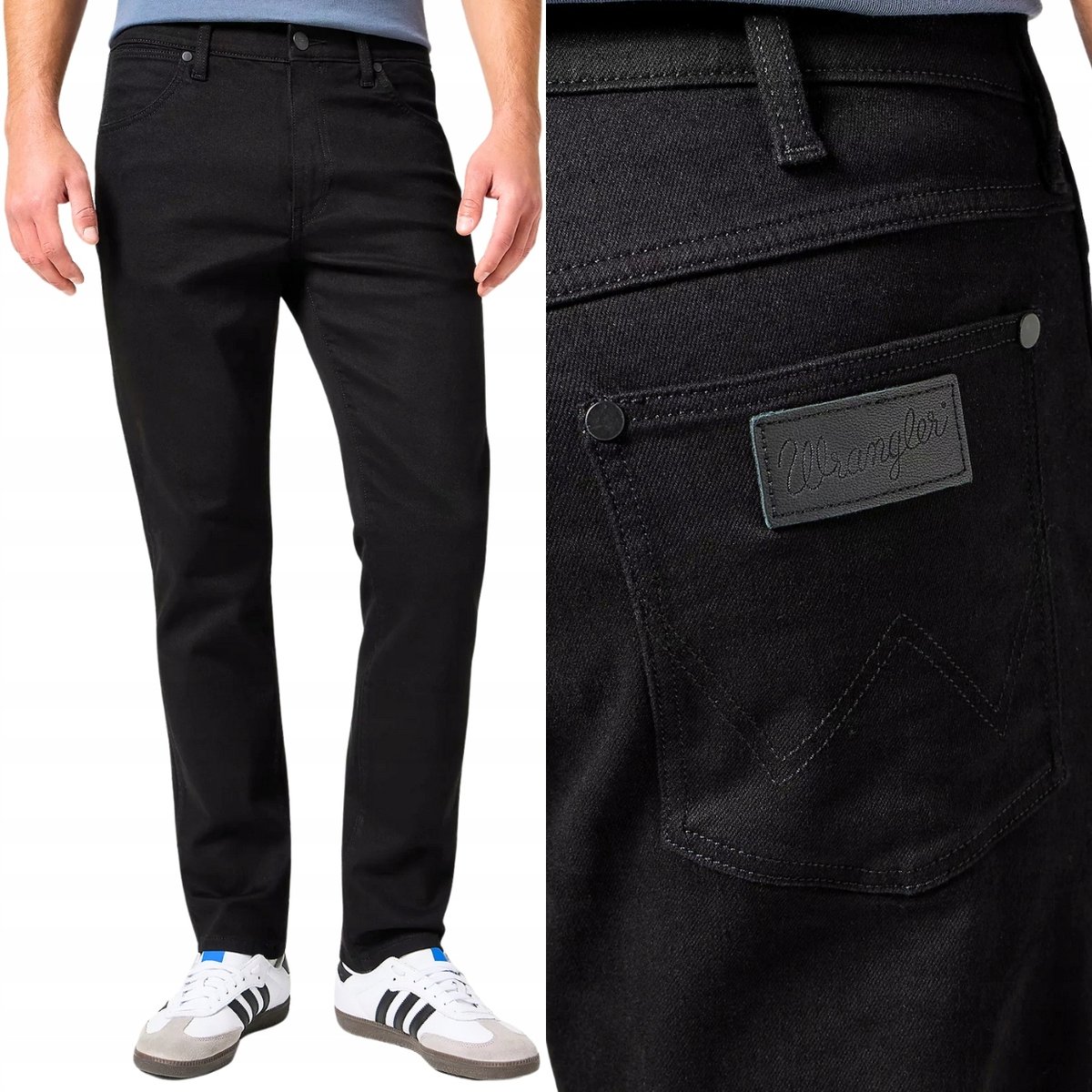 Wrangler LARSTON FREE TO STRETCH WYGODNE CZARNE SPODNIE JEANSOWE W30 L34