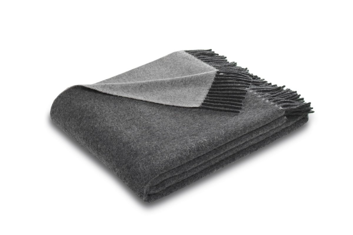 Biederlack Pled 170x130cm dwustronny szaro-antracytowy