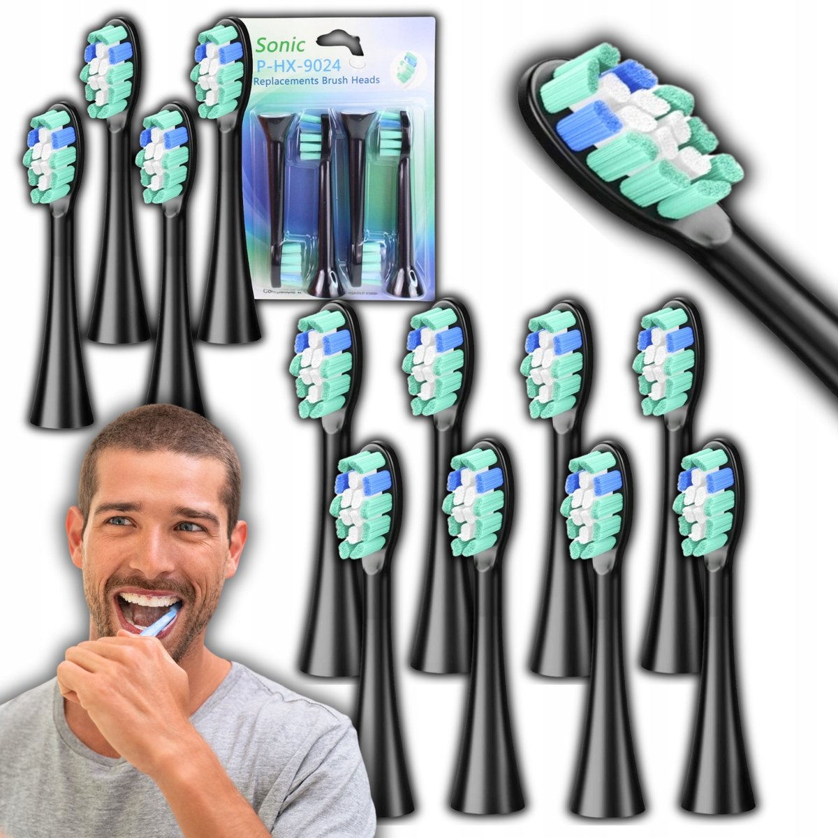 12x Końcówki do szczoteczki zamiennik do Philips Sonicare CZARNE