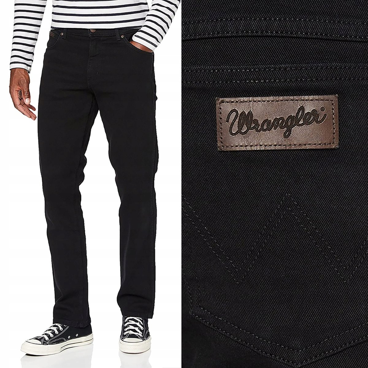 Wrangler TEXAS Black Overdye KLASYCZNE CZARNE SPODNIE JEANSOWE W32 L36
