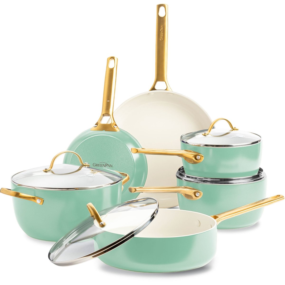 GreenPan Zestaw garnków i patelni Padova Reserve 10 elementów pastel green