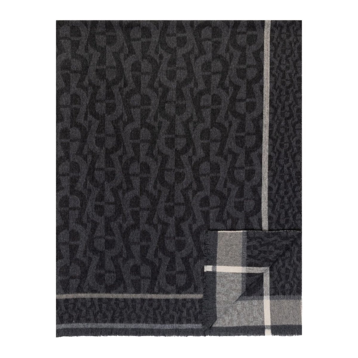 Koc wełniany Aigner Lana grafitowy logo 155x200 cm