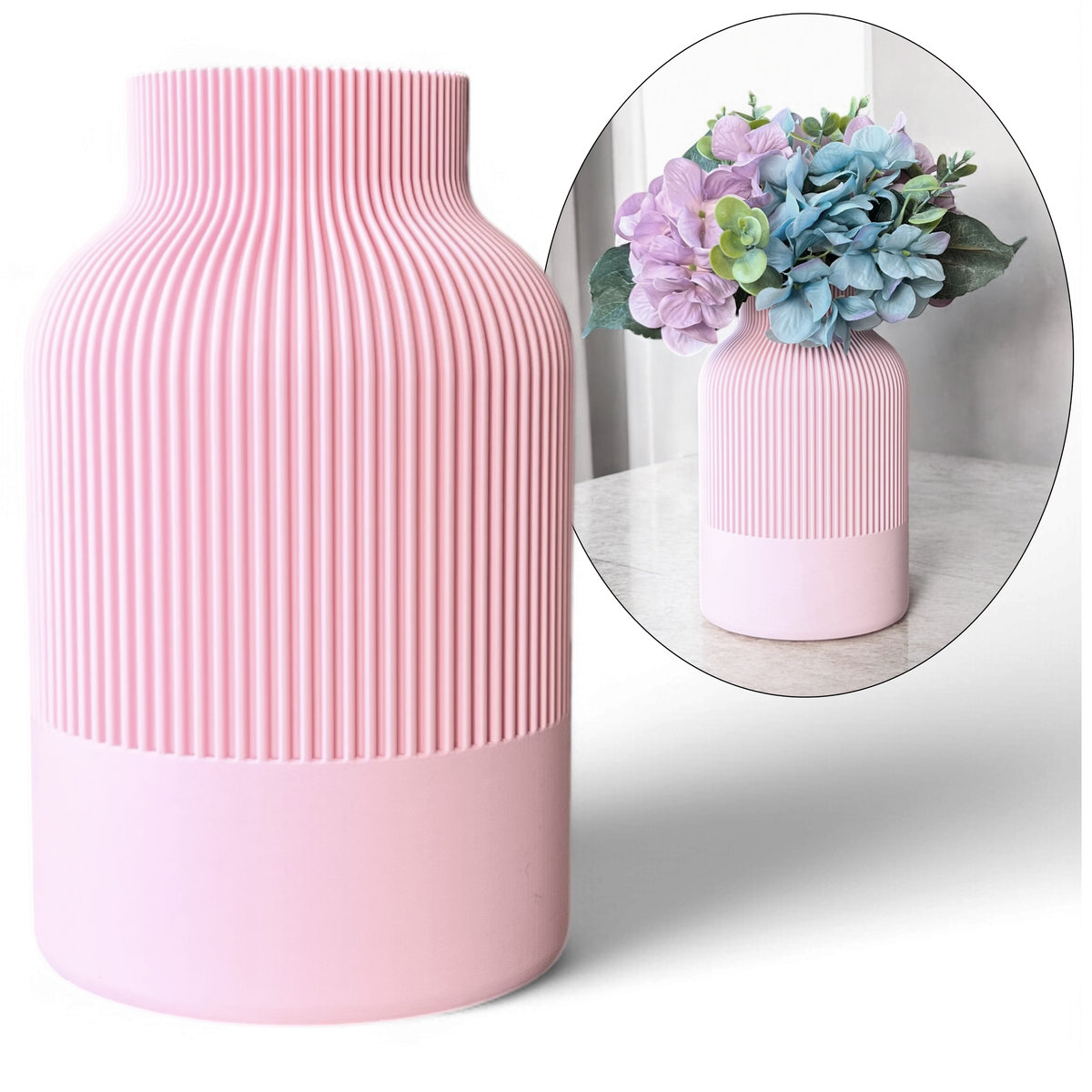 Wazon na kwiaty nietłukący 20 cm Nowoczesny wazon Dekoracja domu solidny 3D