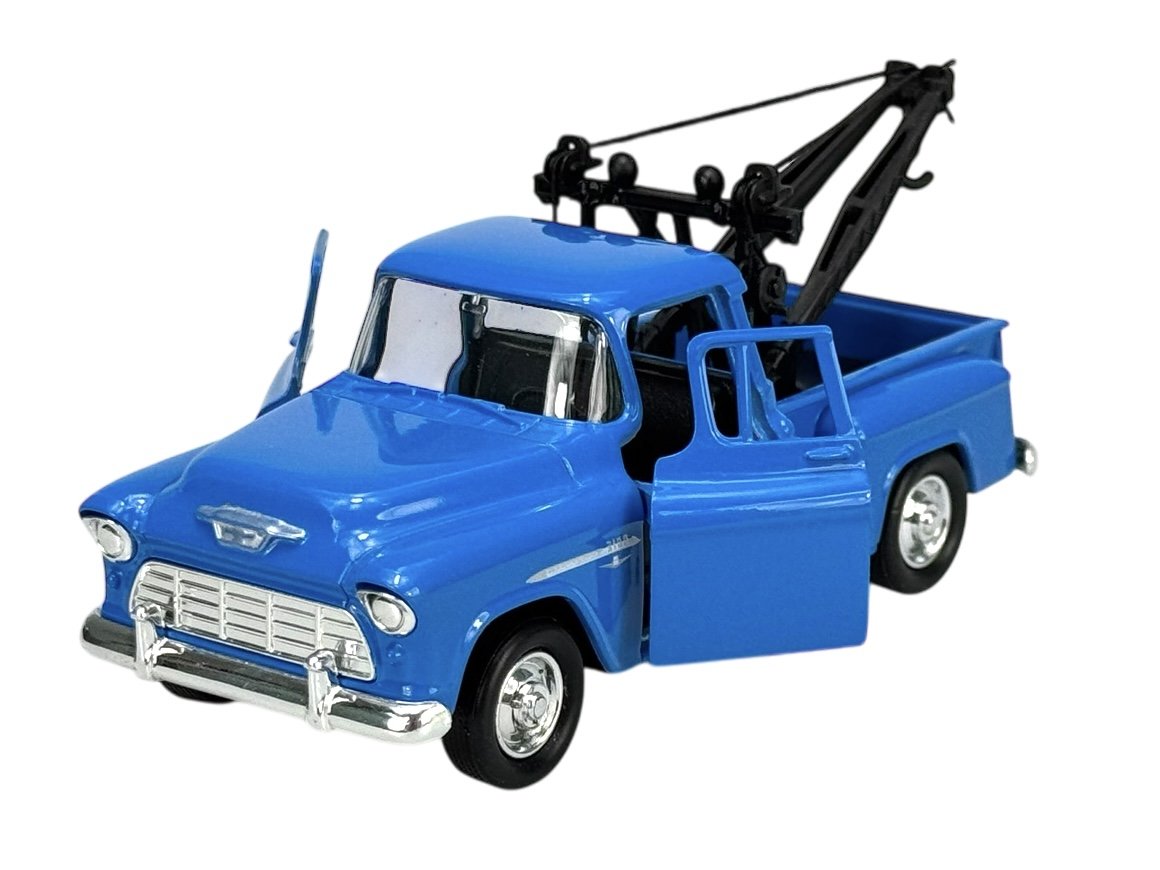 WELLY OLD TIMER 1955 CHEVY STEPSIDE TOW TRUCK NIEBIESKI 1:34 SAMOCHÓD NOWY METALOWY MODEL