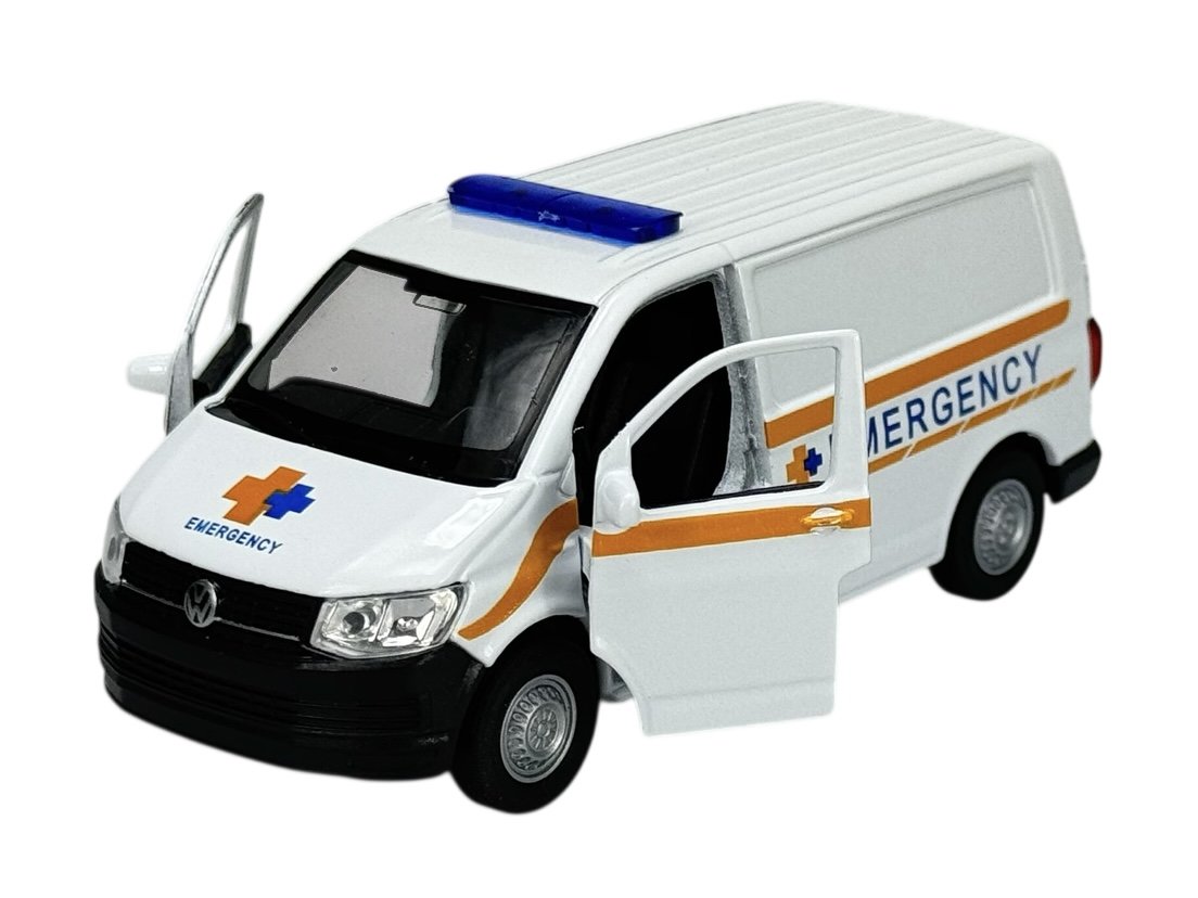 WELLY VW TRANSPORTER T6 VAN EMERGENCY 1:34 SAMOCHÓD NOWY METALOWY MODEL