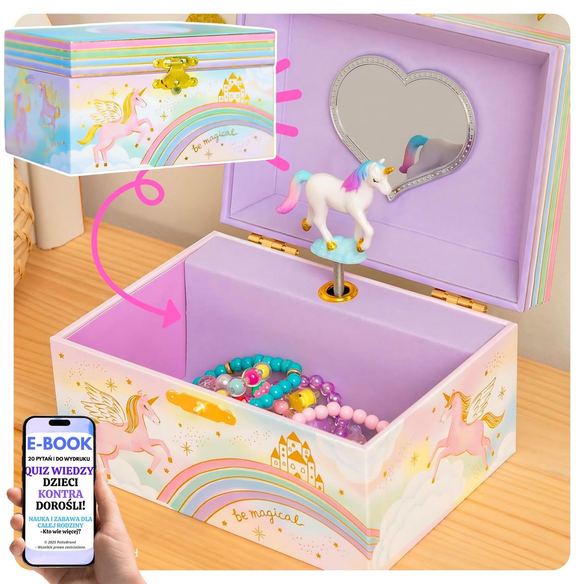 Szkatułka Dla Dziewczynki z Jednorożcem Elegancki Design + Muzyka + Ruch – Idealna Dla Córki Dziecka na Urodziny i Święta + EBOOK-2