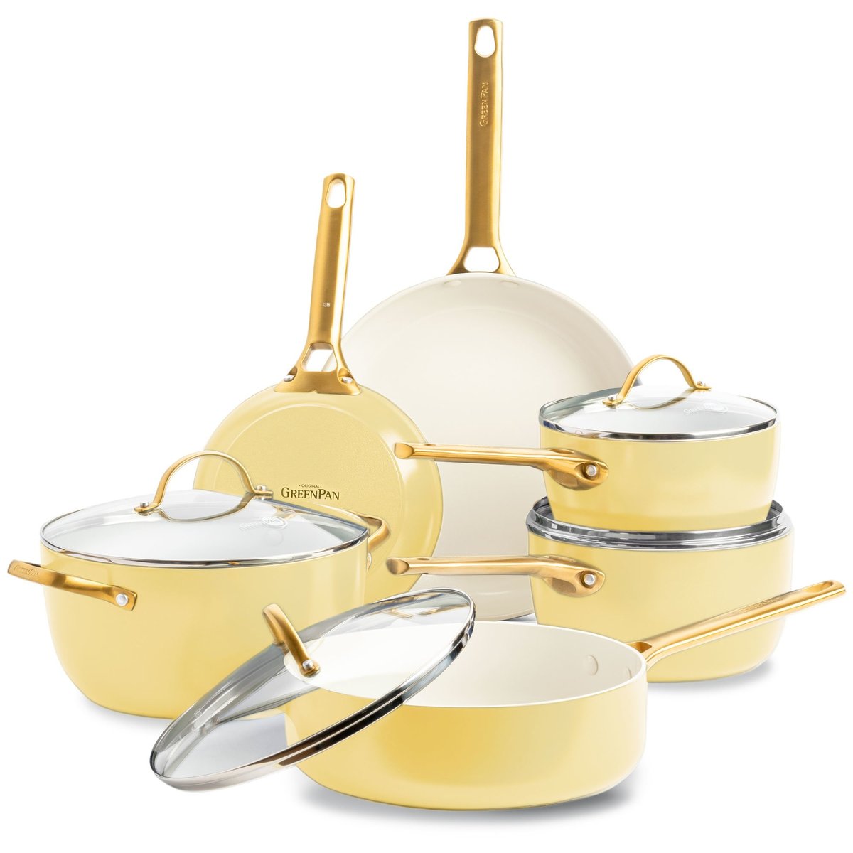 GreenPan Zestaw garnków i patelni Padova Reserve 10 elementów light yellow