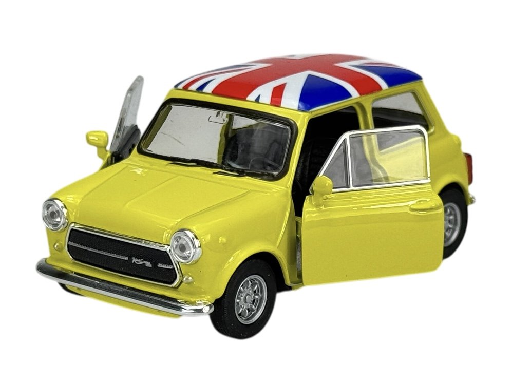 WELLY MINI COOPER 1300 Z FLAGĄ UK ŻÓŁTY 1:34 SAMOCHÓD NOWY METALOWY MODEL