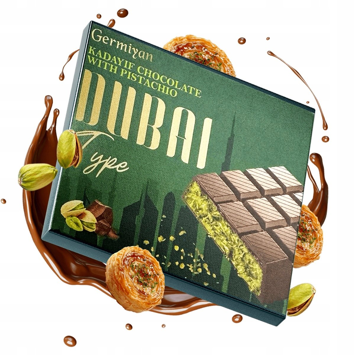 CZEKOLADA DUBAJSKA GERMIYAN MLECZNA Z PISTACJAMI PREMIUM 100G