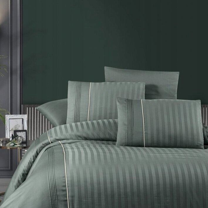 Pościel zielona 200x220 100% bawełna adamaszek New Trend MOONMIST