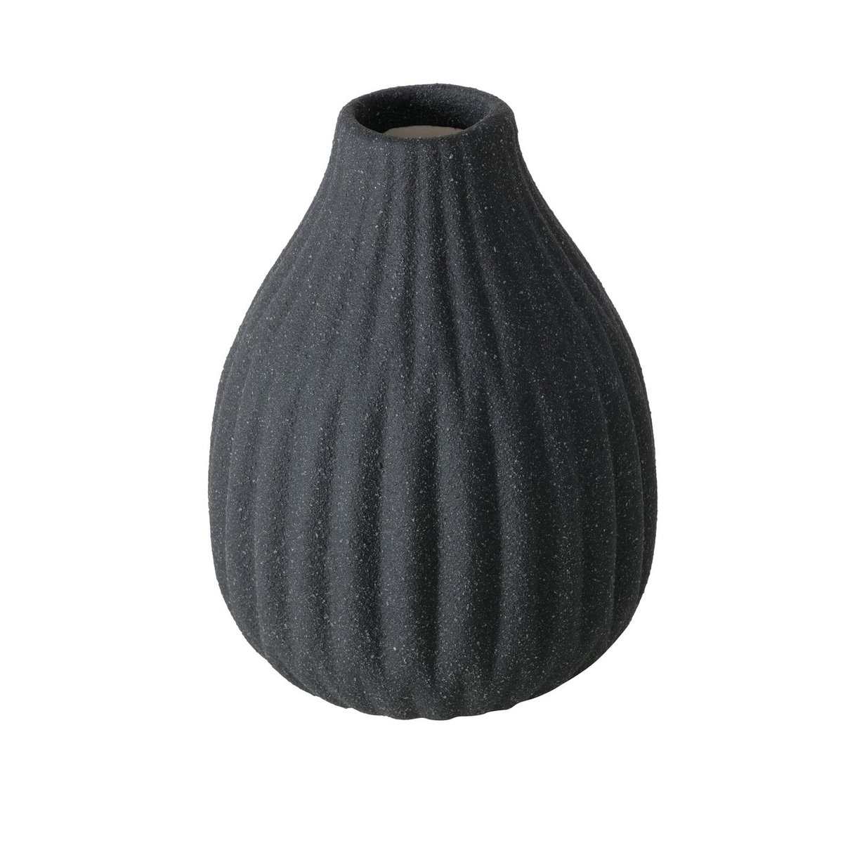 Wazon ceramiczny w prążki ESKO, czarny mat