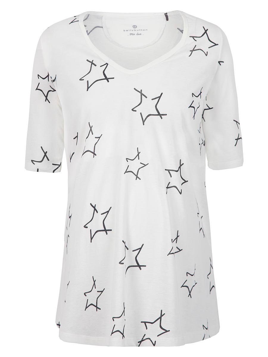 Damski t-shirt ciążowy w gwiazdki biały Bellybuton Maternity, r.XL