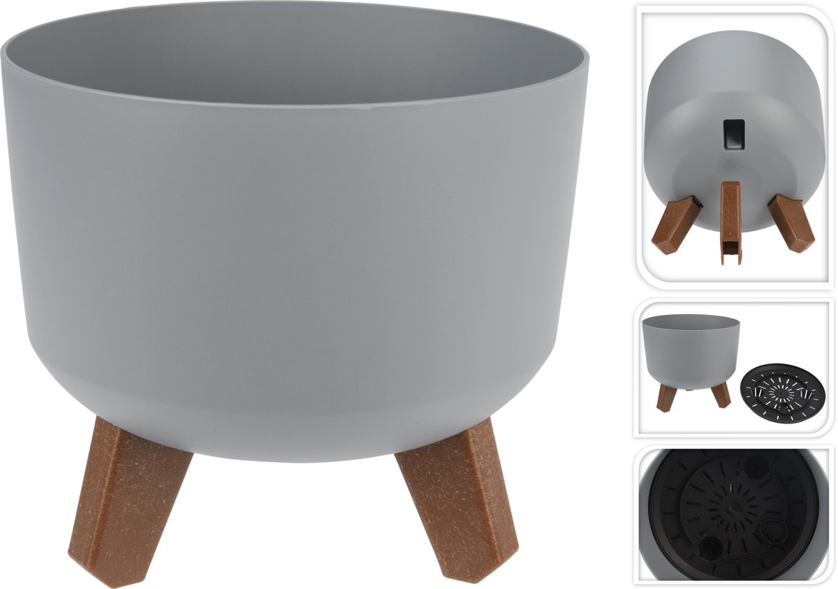 Plastikowa Donica Ogrodowa z Nóżkami – 20 x 20 x 17,4 cm Szara
