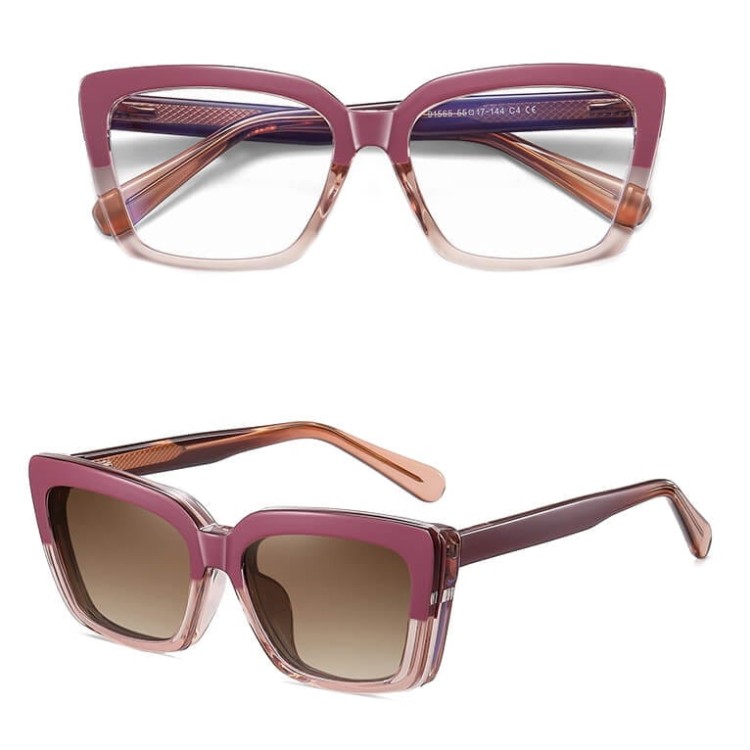 2w1 Okulary damskie do komputera z nakładką przeciwsłoneczną na magnes Clip-On 25134D