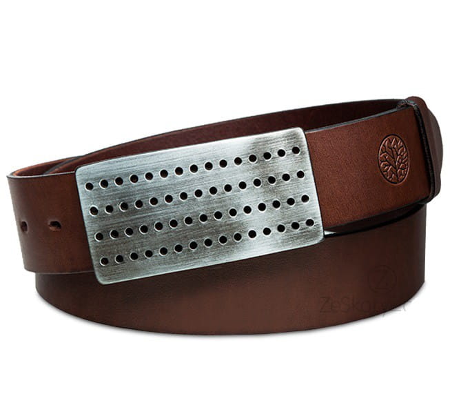 Pasek skórzany BETLEWSKI LIC40-PK-2 Pełna Klamra w pudełku - brązowy