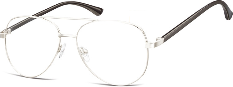Okulary oprawki Pilotki zerówki metalowe korekcyjne 931A srebrne + czarne