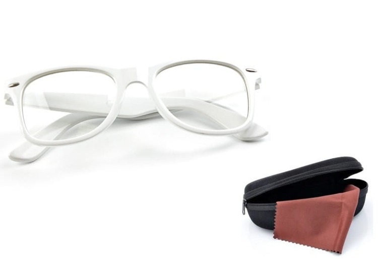 Klasyczne białe okulary zerówki nerdy NR-31