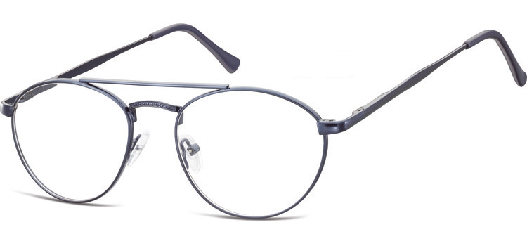 Okulary oprawki okrągłe zerówki metalowe korekcyjne 788B granatowe