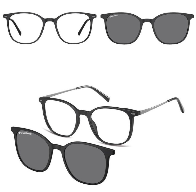 Owalne okulary pod korekcję z polaryzacyjną nakładką przeciwsłoneczną CLIP-TRC-194-1