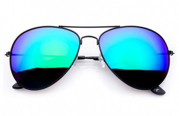 Okulary Aviator czarno-niebiesko-zielone lustrzanki Pilotki przeciwsłoneczne 2163J