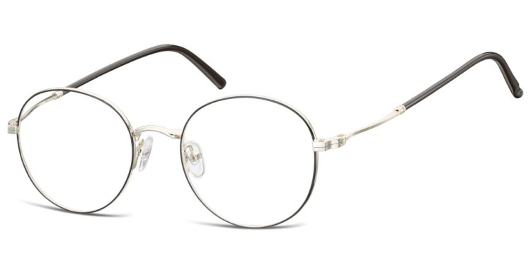 Lenonki okrągłe Okulary oprawki optyczne 927 czarno-srebrne