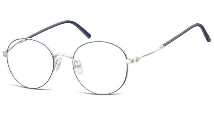 Lenonki okrągłe Okulary oprawki optyczne 927A niebiesko-srebrne