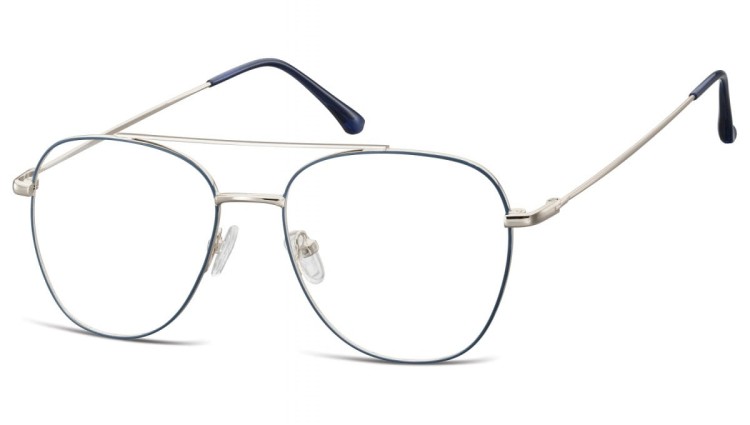 Oprawki okulary Pilotki zerówki korekcyjne 922F granatowo-srebrne