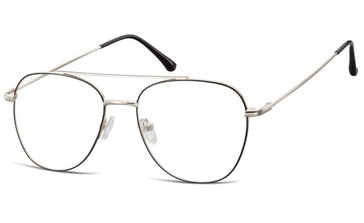 Oprawki okulary Pilotki zerówki korekcyjne 922G czarno-srebrne
