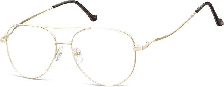 Okulary oprawki Pilotki zerówki metalowe korekcyjne 932E złote
