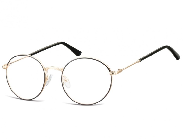 Lenonki okrągłe Okulary oprawki optyczne 919A złoto-czarne