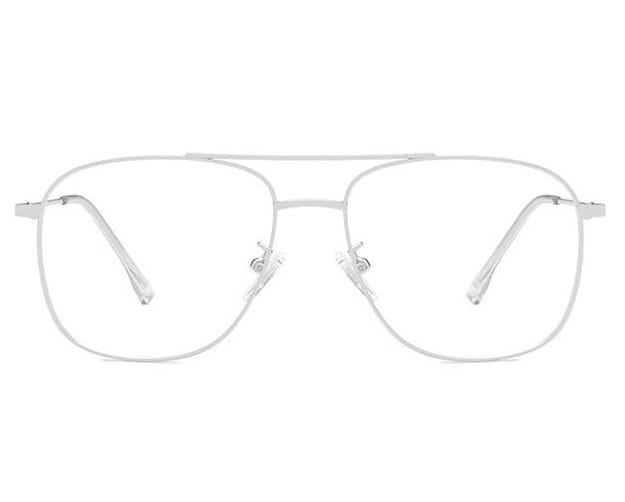 Srebrne Okulary pilotki zerówki filtr Blue Light do komputera 2547-2