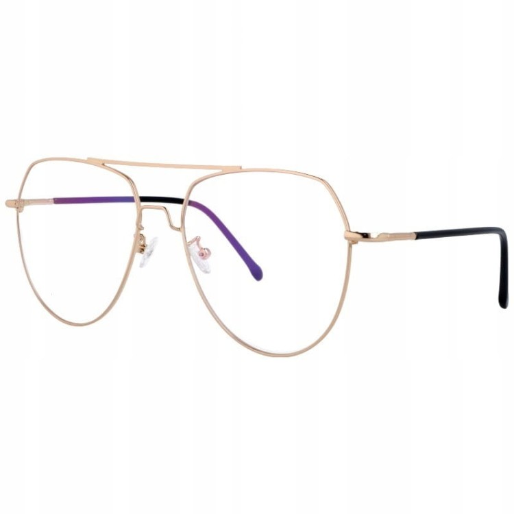 Złota oprawka okularowa pod korekcje w kształcie pilotek T7589A-B