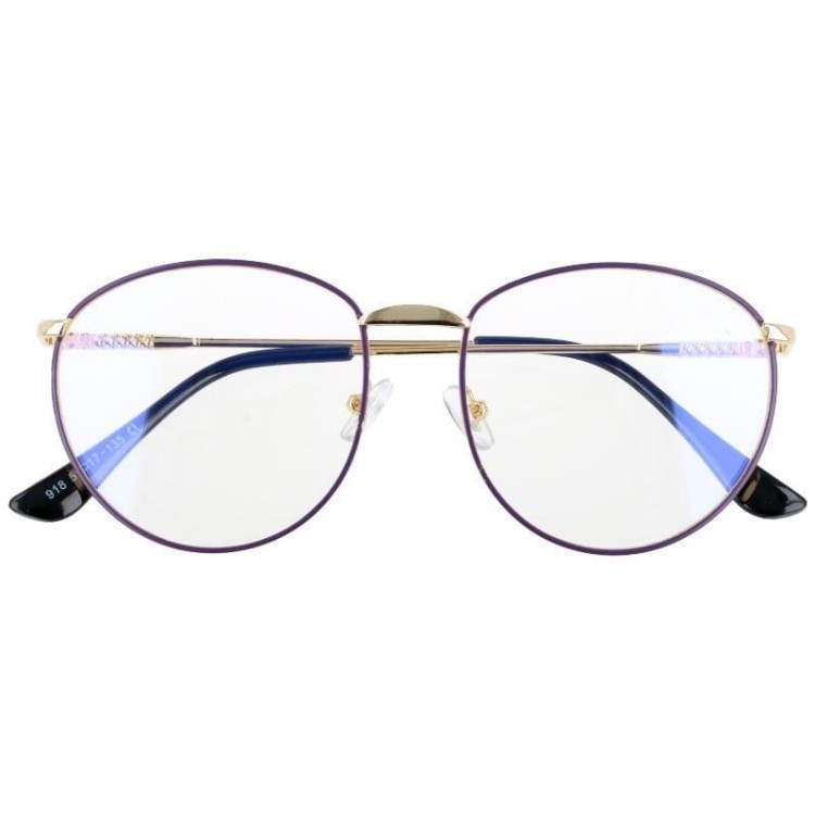 Owalne metalowe Okulary z filtrem DAMSKIE złote z antyrefleksem 2526-2