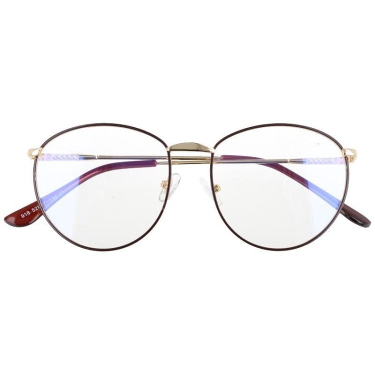 Owalne metalowe Okulary z filtrem DAMSKIE złote z antyrefleksem 2526-3