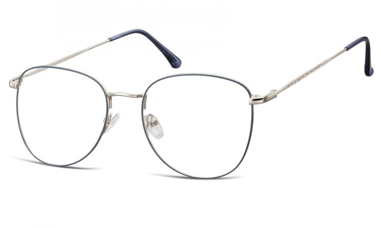 Oprawki okulary Pilotki zerówki korekcyjne 924E niebiesko-srebrne