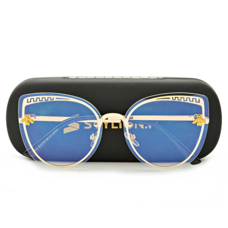 Damskie okulary do komputera z filtrem światła niebieskiego zerówki kolor złoty 2534-7