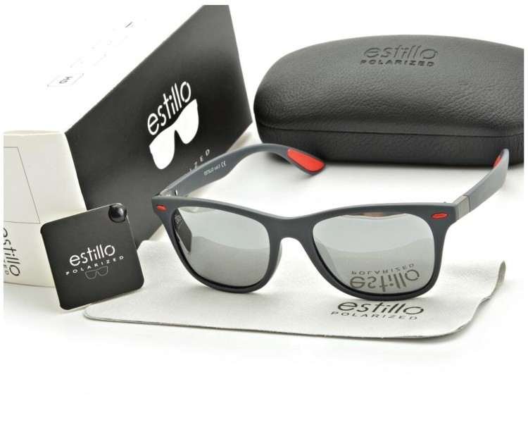 Szare okulary męskie przeciwsłoneczne polaryzacyjne lustrzane EST-405