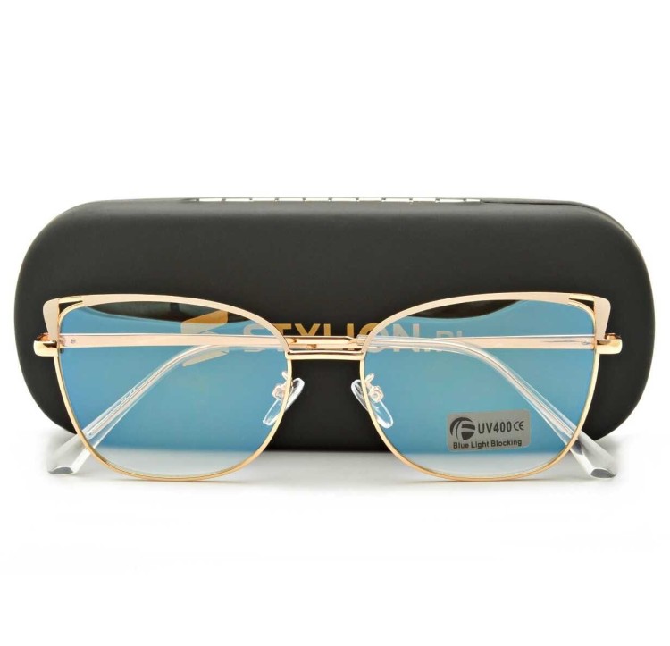 Okulary kocie do komputera damskie z filtrem BLUE Light zerówki 2579-3
