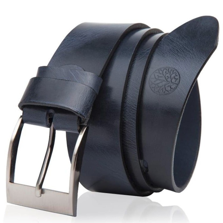 Pasek skórzany BETLEWSKI LIC40 w pudełku - gnieciony granatowy