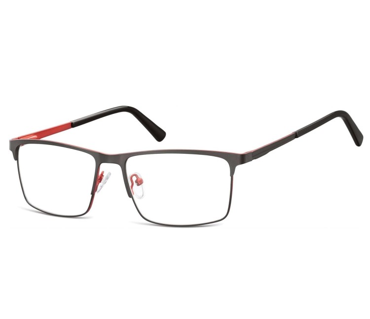 Okulary zerówki korekcyjne Nerd Prostokątne Flex 909 czarno-czerwone